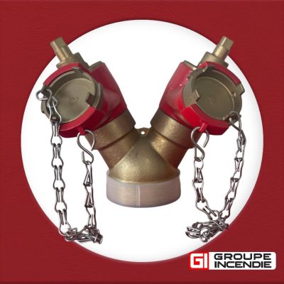 Robinet de prise double avec bouchons et chainettes – epoxy rouge