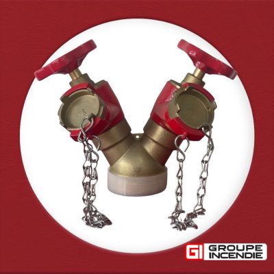 Robinet de prise double avec volants bouchons et chainettes – epoxy rouge