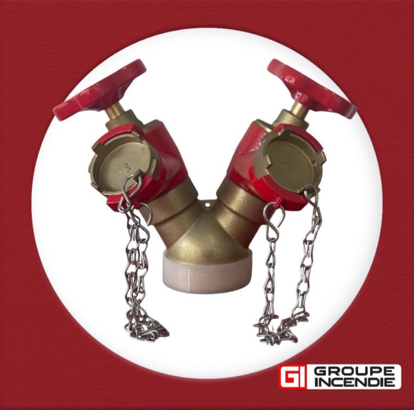Robinet de prise double avec volants bouchons et chainettes - epoxy rouge